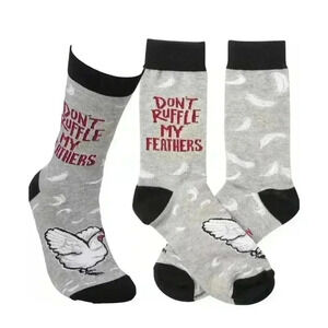 Primitives By Kathy Socks LOL Don't Ruffle My Feathers Funny Chicken Rooster Hen